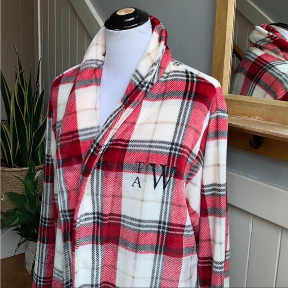 NWOT Pottery Barn Winslow Plaid Plush Robe Multi - Picture 3 of 14